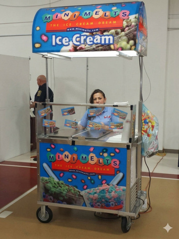 Mini Melts ice cream cart staffed at a campus event